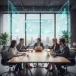 Boost Efficiency: AI Automation for Small Businesses Small business team collaborating with AI automation tools for enhanced efficiency.