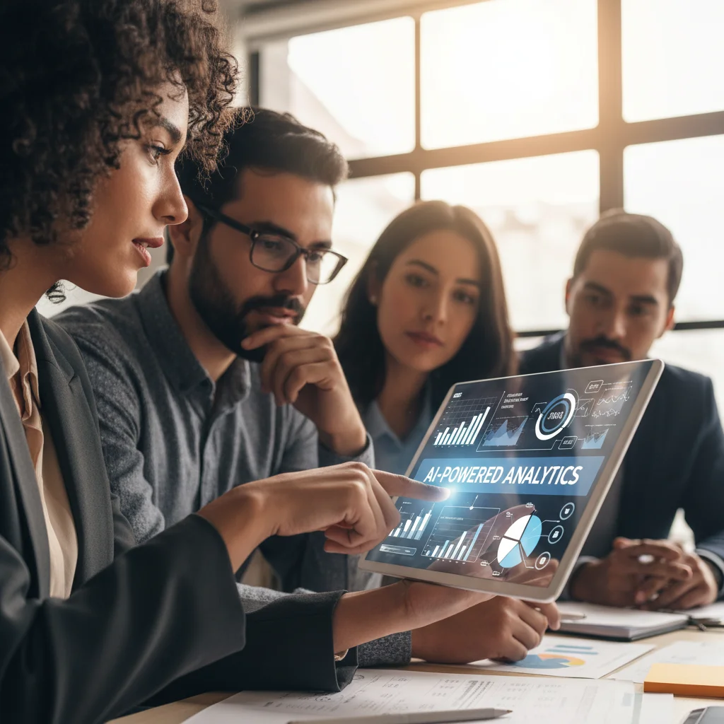 Team reviewing AI-powered customer relationship management insights for Mexican business