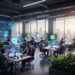 AI Chatbots Boost Customer Satisfaction in Mexico AI-powered customer service in Mexico, with agents using advanced chatbot interfaces.