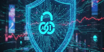 AI-powered cybersecurity shield protecting digital assets