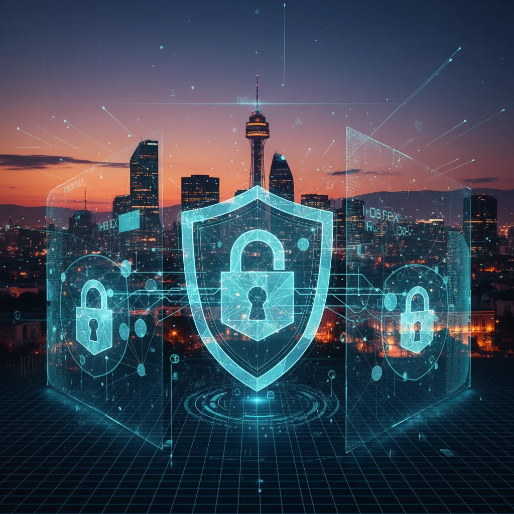 Digital illustration of data privacy and security in AI development