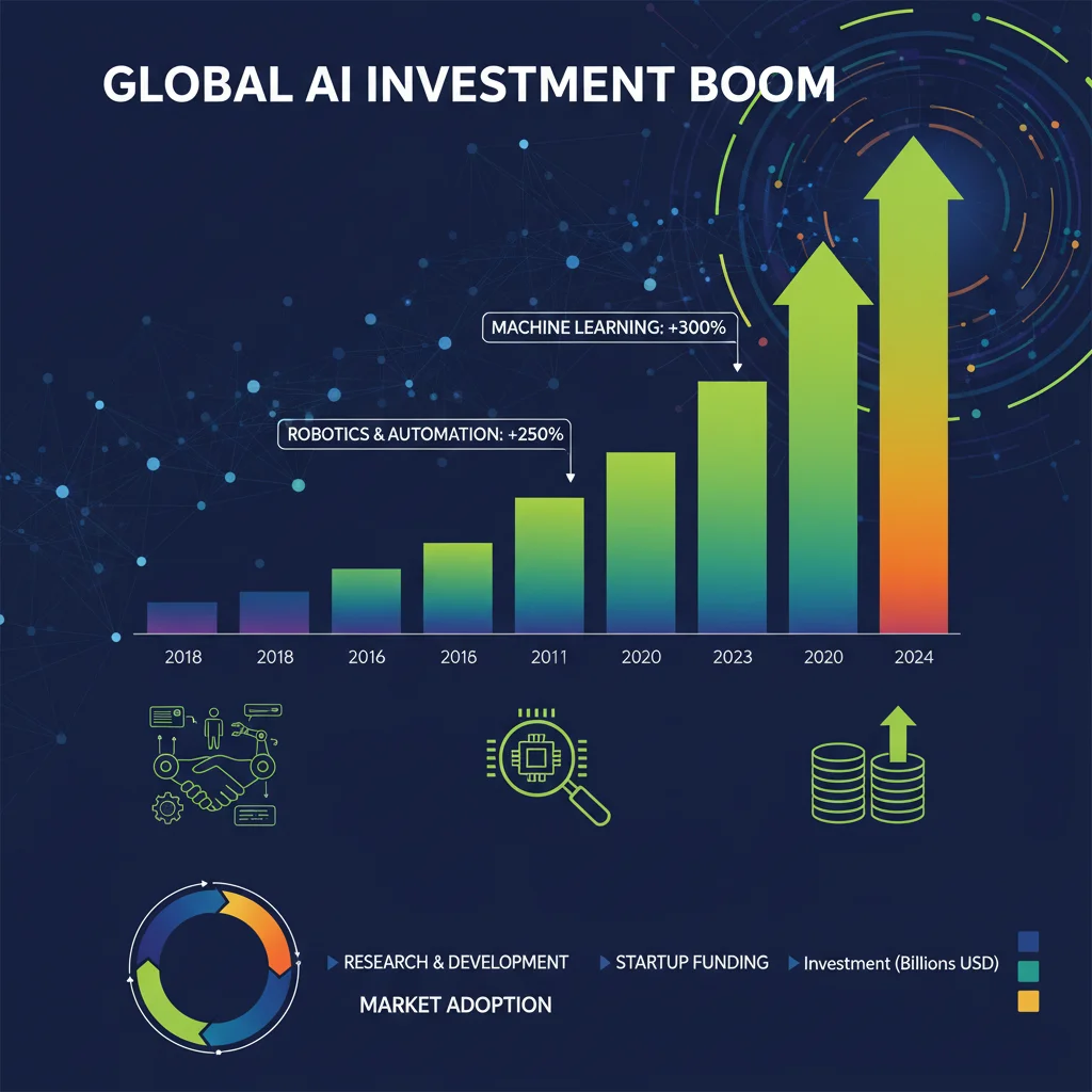 Infographic showing the rapid growth and impact of Artificial Intelligence investments.