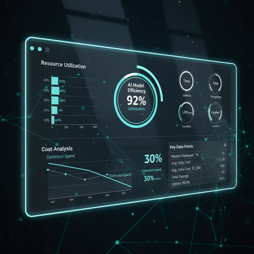 AI platform dashboard displaying performance and cost optimization metrics