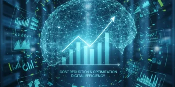 AI predictive analytics dashboard showing cost savings and optimized operations