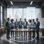 Navigating AI Regulations: US Business Compliance Guide Business professionals discussing AI regulations and compliance documents.