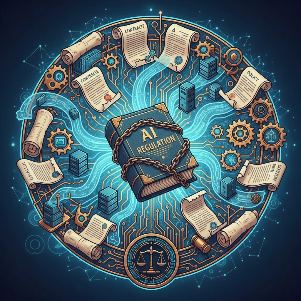 Complex web of AI regulatory compliance and legal frameworks