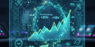 AI-powered sales forecast dashboard showing increased accuracy and growth