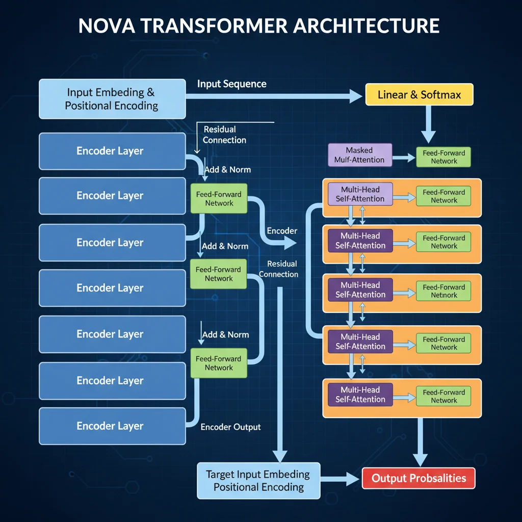 Architectural diagram of a new transformer AI model showing data flow