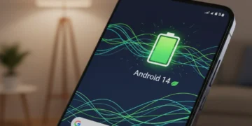 Smartphone screen showing optimized battery life on Android 14