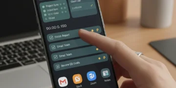Android phone showing productivity widgets and custom layout