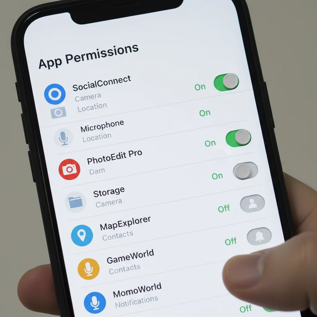Smartphone screen showing app permissions management