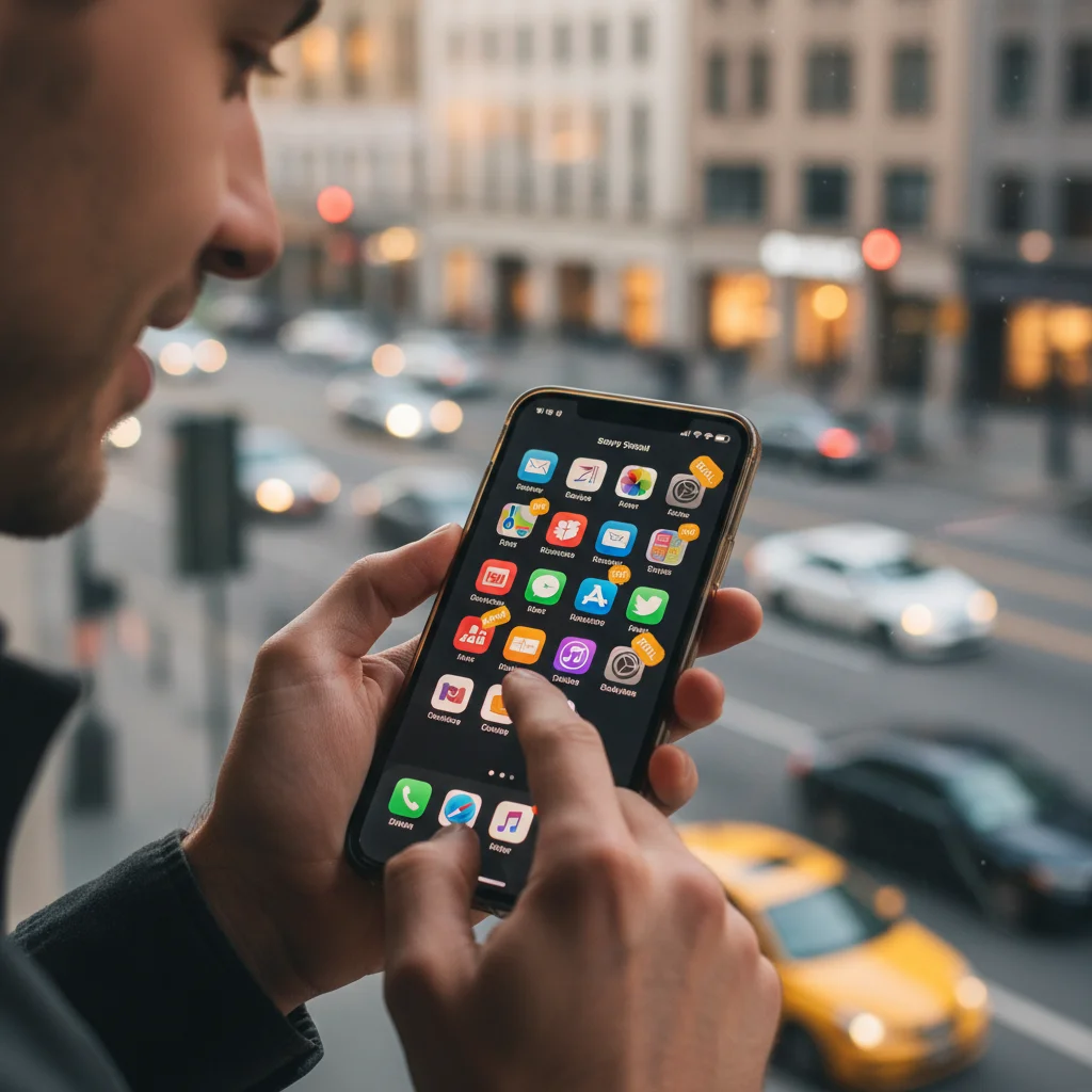 Person using a smartphone, showing app icons, symbolizing consumer digital experience changes.