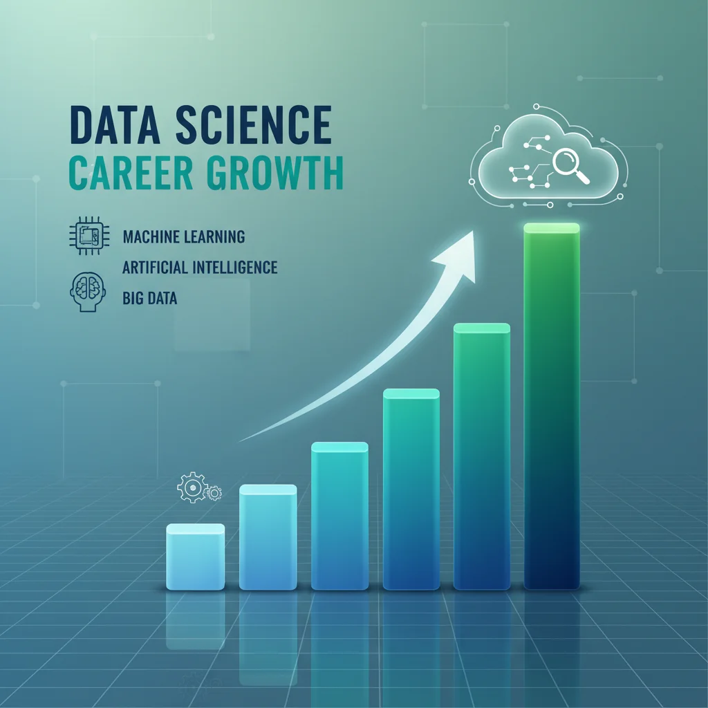 Infographic illustrating career growth and opportunities in data science