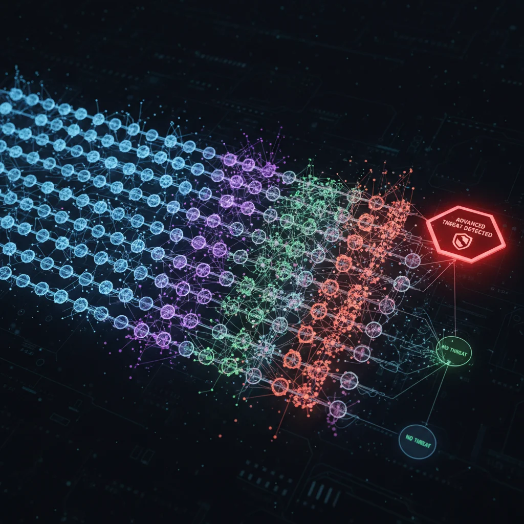 Deep learning neural network analyzing complex cyber threats
