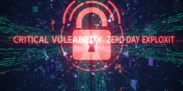 Digital lock with alarm icon representing a critical zero-day exploit vulnerability