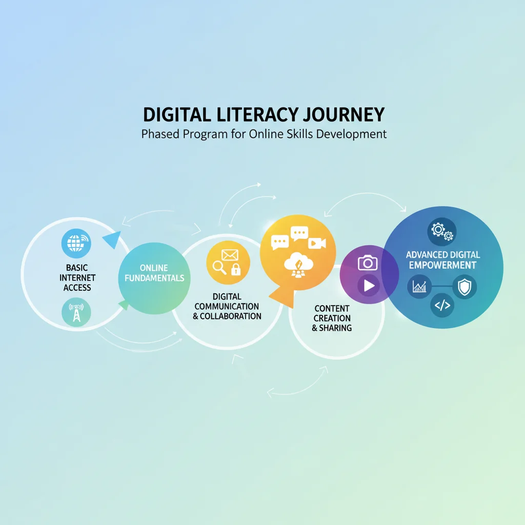 Infographic illustrating progressive stages of digital skill development.