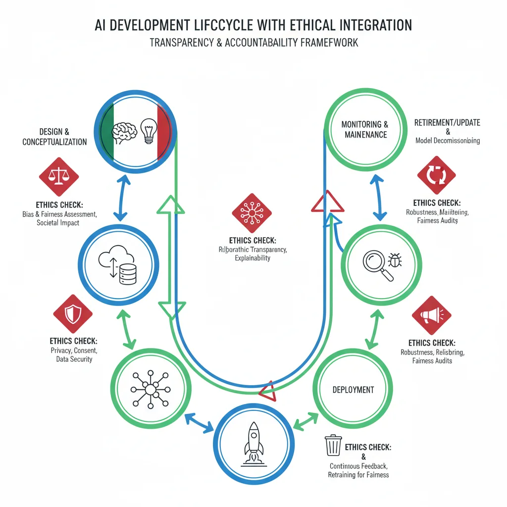 AI development lifecycle with integrated ethical checkpoints