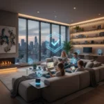Essential Cybersecurity Gadgets for Home Protection Family safely using digital devices at home with cybersecurity protection