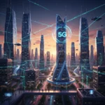 5G Expansion Accelerates: 20 New Cities Connected Soon Futuristic cityscape with glowing 5G network connections, symbolizing advanced urban connectivity.