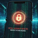 Gadget Vulnerability Alert: Patching Top Exploited Weaknesses Smartphone with security alert and binary code, symbolizing a gadget vulnerability alert