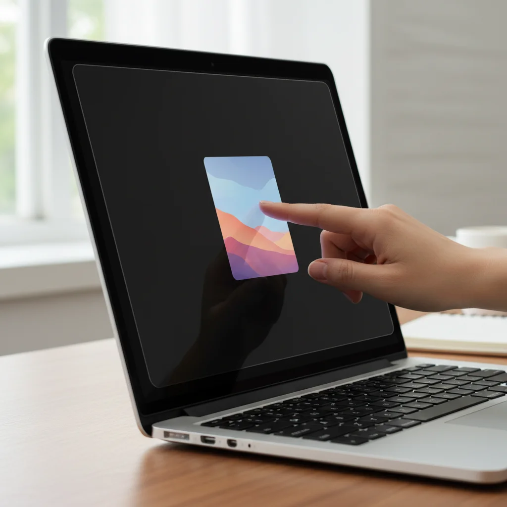 Privacy screen protector on a laptop display