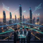 Mexico Startup Funding Soars 22% in H1: AI & Fintech Lead Dynamic visual representing the growth of Mexico startup funding, with AI and Fintech symbols over a modern city.
