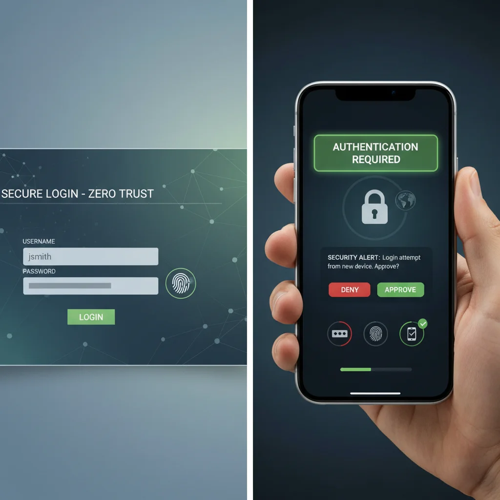 Multi-factor authentication (MFA) process on a smartphone, illustrating secure access.