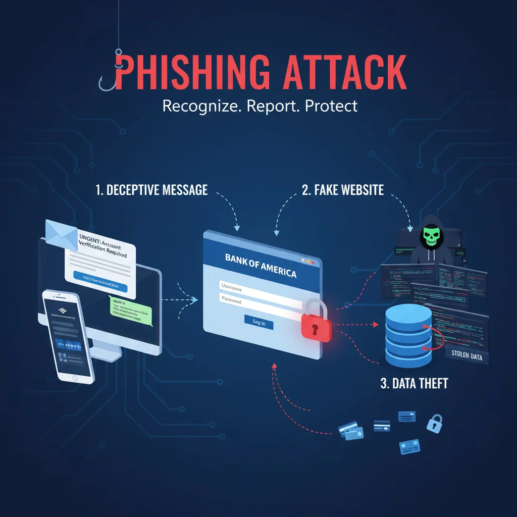 Diagram illustrating the typical flow of a mobile phishing attack.