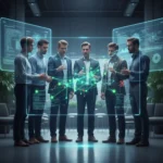Preventing AI Bias: A 4-Step Framework for Fairer Algorithms Diverse team collaborating on a holographic AI model to ensure fairness and prevent bias in algorithms.