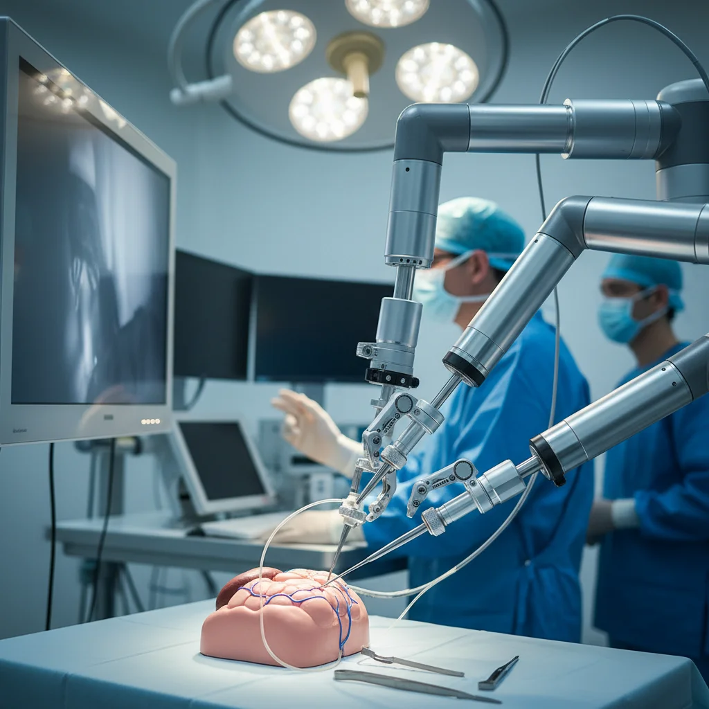 Robotic surgical arm assisting in a delicate operation