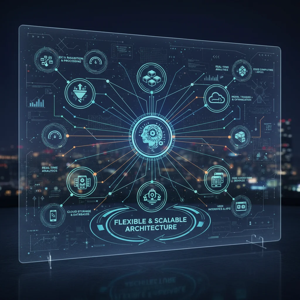 Diagram showing flexible and scalable AI architecture with distributed computing