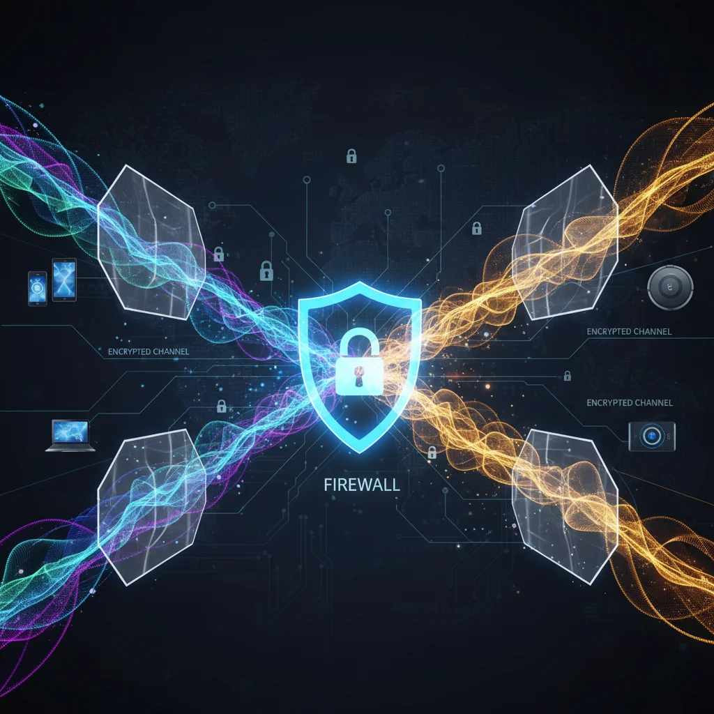Secure data flow between smart devices with firewall protection