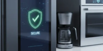 Secure smart refrigerator display with lock icon