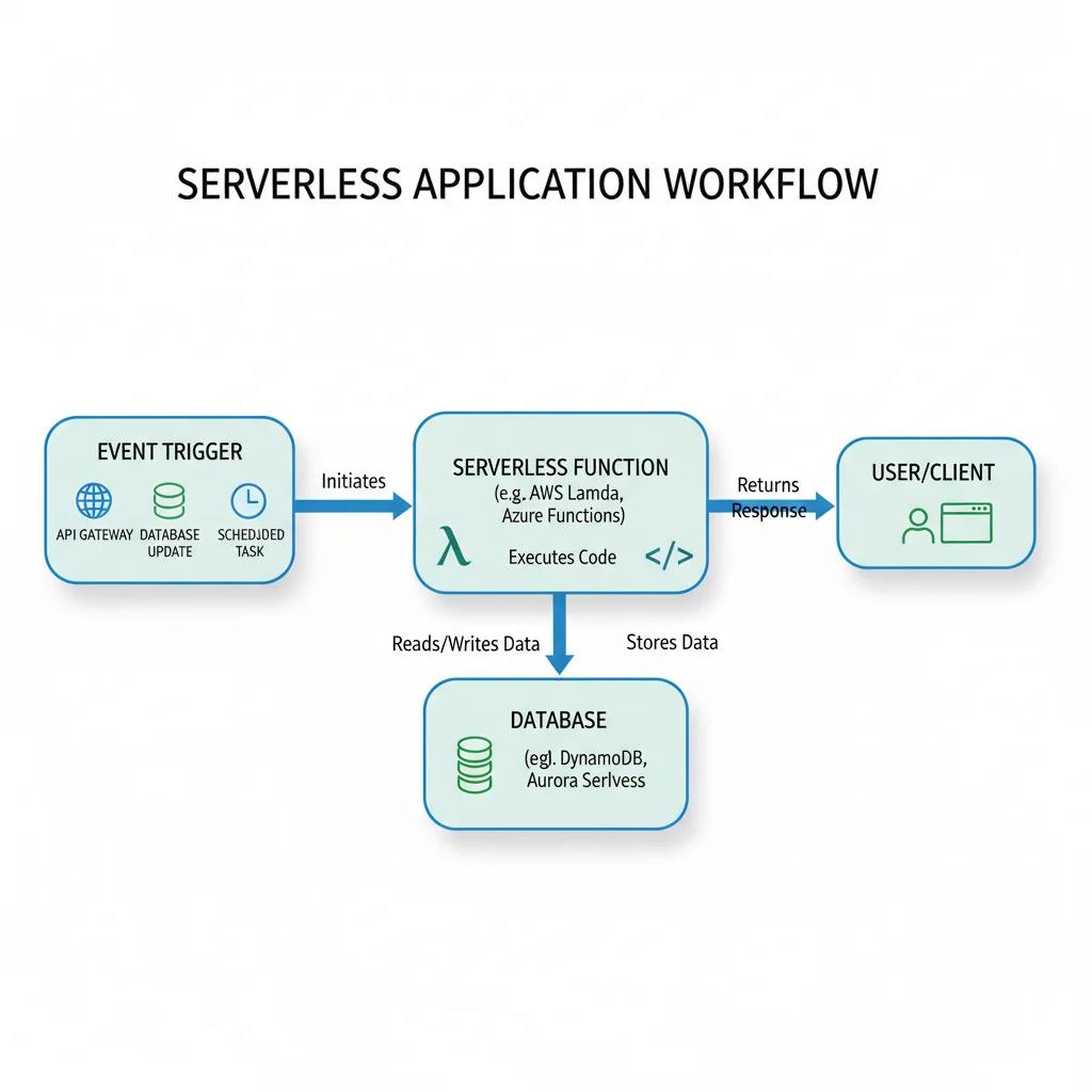 Diagram illustrating a serverless application workflow with event triggers