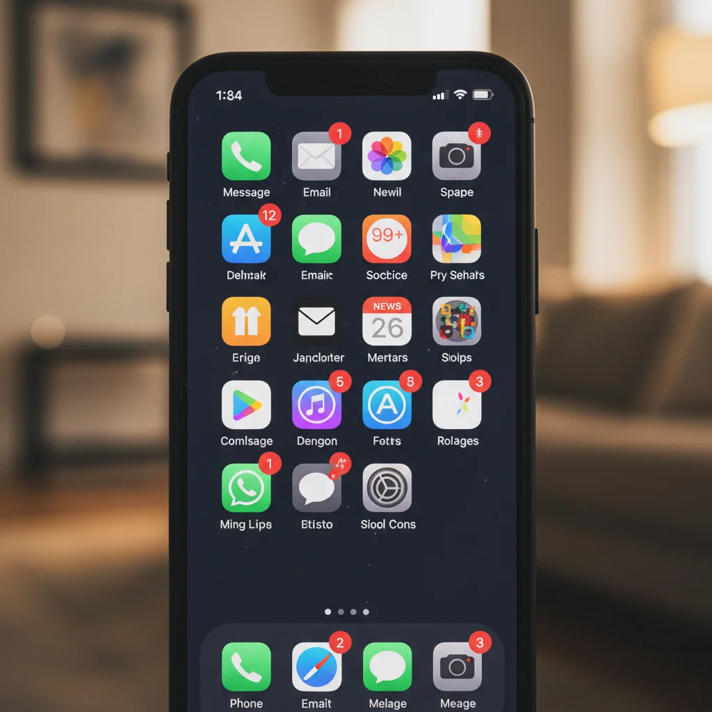 Smartphone screen displaying app icons, symbolizing efficient app management for battery saving.