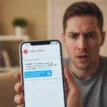 Mobile Security Alert: Phishing Campaigns Threaten US Users Smartphone screen showing a phishing text message with a warning icon.