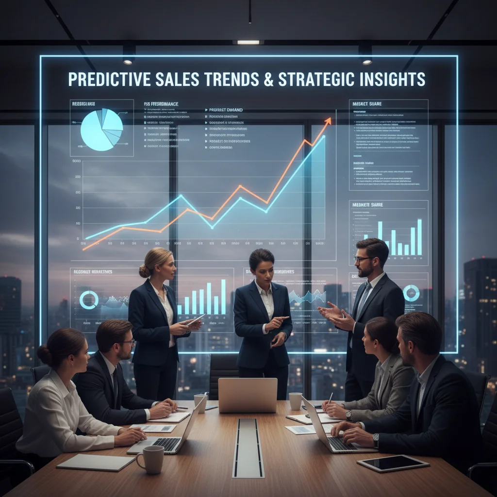 Business team analyzing predictive sales trends for strategic decisions