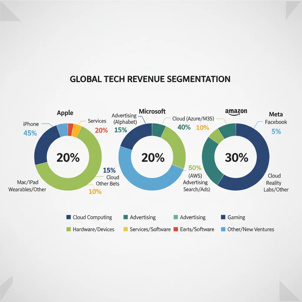 Infographic detailing revenue streams of major tech companies.